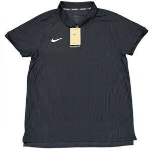 HQ0792-010 Nike Court Dri-fit Adv Slam Tennis Polo Large Slim Textured 1/4 Zip